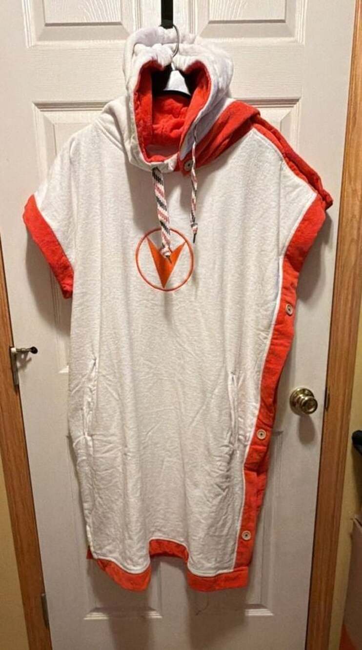 Schwim White and Orange Hooded Towel Robe One Size